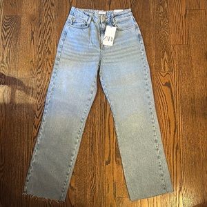 Zara high rise, straight leg jeans